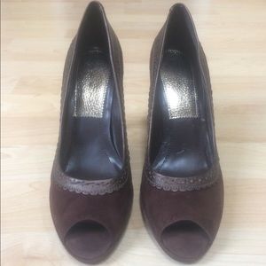 NEW Bandolino Suede Peep-Toe Stiletto Heels